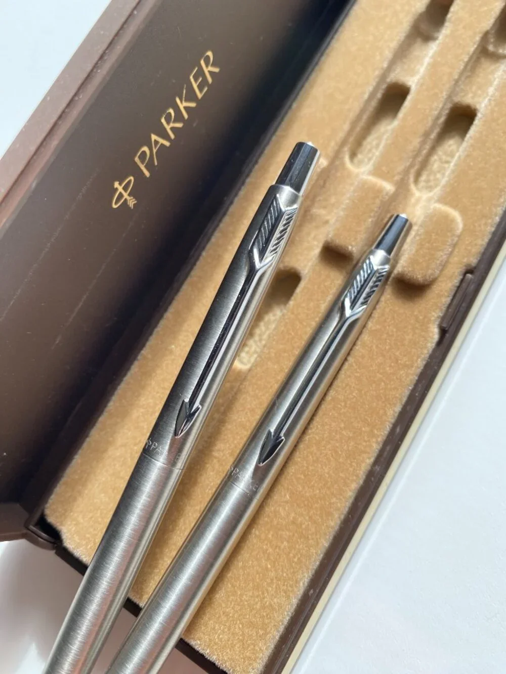 Parker 45 Flighter Stainless Steel Ball Pen and Mechanical Pencil Set